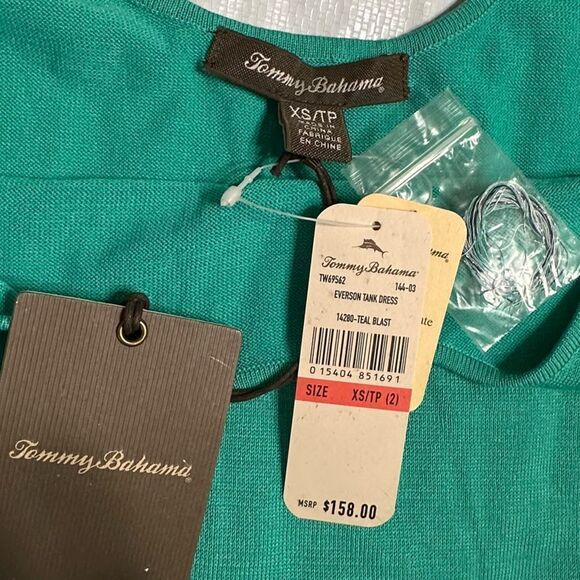 Tommy Bahama Striped Teal and White Everson Tank Bodycon Dress Size XS - NWT - Picture 11 of 13